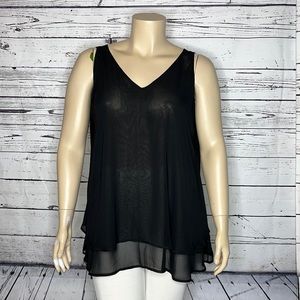 Lane Bryant Size 24 Black Chiffon Tiered Hemline Camisole Tank Top